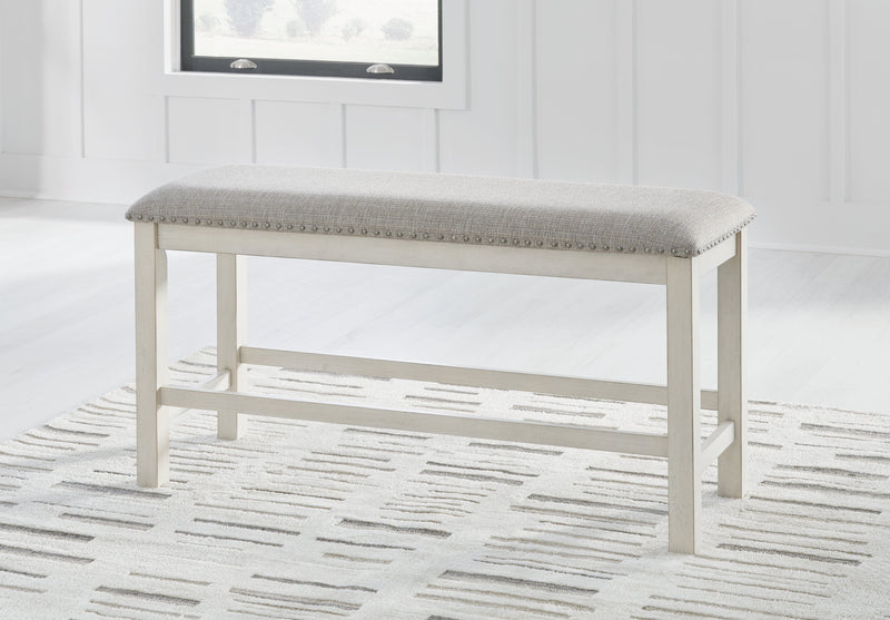 Robbinsdale Counter Height Dining Table and 4 Barstools and Bench in Antique White from Ashley - DMV Furniture