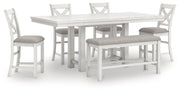 Robbinsdale Counter Height Dining Table and 4 Barstools and Bench in Antique White from Ashley - DMV Furniture
