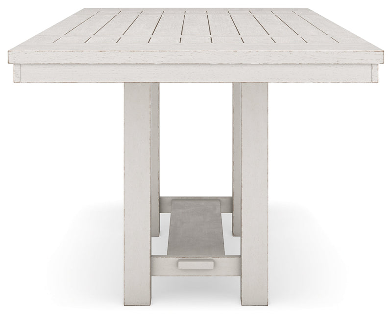 Robbinsdale Antique White Counter Height Dining Table and 6 Barstools with Storage from Ashley - DMV Furniture