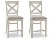 Robbinsdale Antique White Counter Height Dining Table and 8 Barstools with Storage from Ashley - DMV Furniture