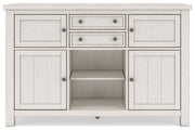 Robbinsdale Antique White Counter Height Dining Table and 8 Barstools with Storage from Ashley - DMV Furniture