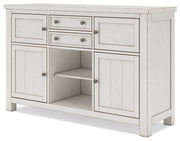 Robbinsdale Antique White Counter Height Dining Table and 8 Barstools with Storage from Ashley - DMV Furniture
