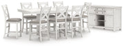 Robbinsdale Antique White Counter Height Dining Table and 8 Barstools with Storage from Ashley - DMV Furniture
