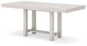 Robbinsdale Antique White Counter Height Dining Table and 8 Barstools with Storage from Ashley - DMV Furniture