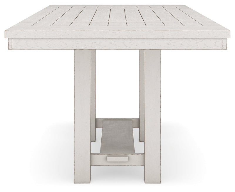 Robbinsdale Antique White Counter Height Dining Table and 8 Barstools with Storage from Ashley - DMV Furniture