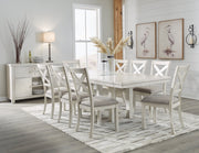 Robbinsdale Dining Table and 8 Chairs in Antique White - PKG020811