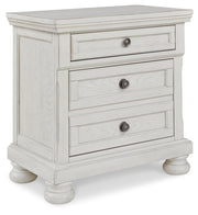 Robbinsdale King Panel Bed with Mirrored Dresser, Chest and 2 Nightstands in Antique White from Ashley - DMV Furniture