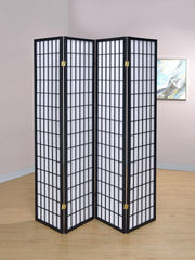 Roberto 4-Panel Room Divider Folding Shoji Screen Black - 4624