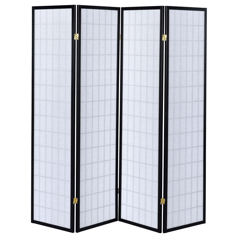 Roberto 4-Panel Room Divider Folding Shoji Screen Black - 4624