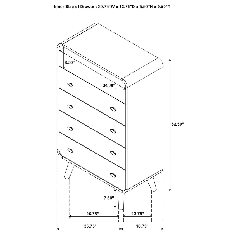Robyn 5-drawer Bedroom Chest of Drawers Dark Walnut - 205135