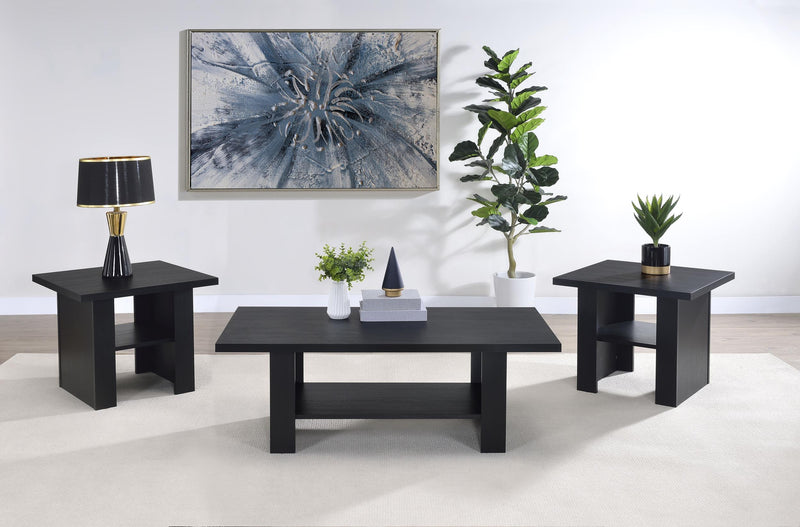 Rodez 3-piece Engineered Wood Coffee Table Set Black - 700345