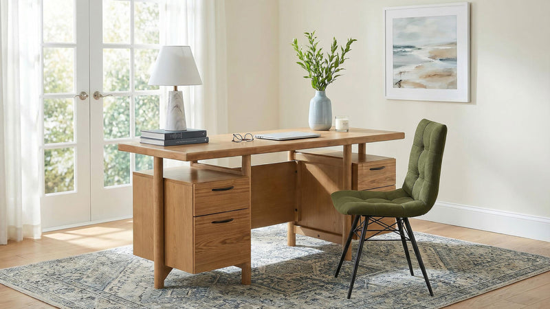 Roldan 69-inch 4-drawer Computer Desk with File Drawer Light Ash - 801115