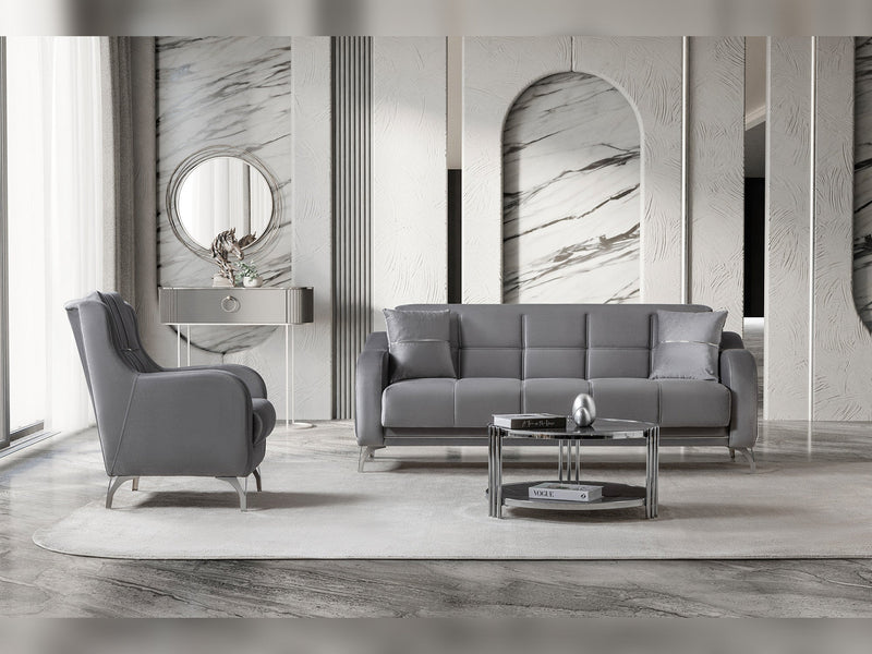 Rolex 3-pieces (Sofa & Loveseat & Chair) Livingroom Set in Grey - 200-ST-ROL-VELVET405-321