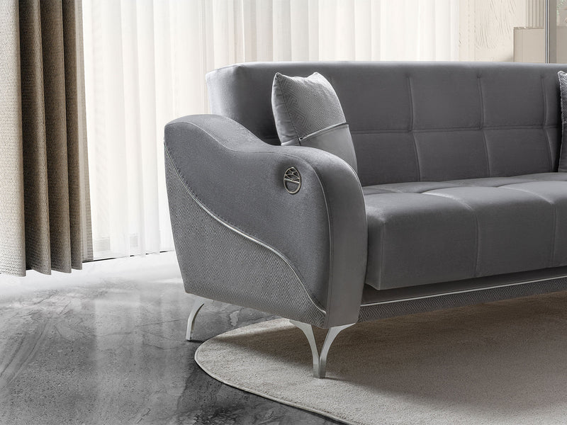Rolex 3-pieces (Sofa & Loveseat & Chair) Livingroom Set in Grey - 200-ST-ROL-VELVET405-321