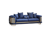 Romans 4-pieces (2 Sofa & 2 Chair) Livingroom Set Navy Blue in Blue - 101-ROM-LV431-3311