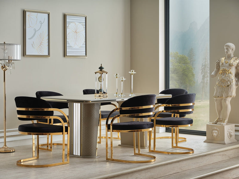 Romans Diningroom (Consol With Mirror & Dining Table & 6 Dining Chair) - 115-ROM-SET