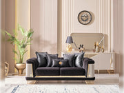 Romans Stationary Loveseat Black in Black - 101-ROM-LV900-2