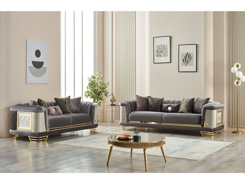 Romans Stationary Loveseat Grey in Grey - 101-ROM-NSIE680-2