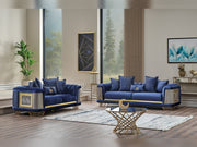 Romans Stationary Loveseat Navy Blue in Blue - 101-ROM-LV431-2