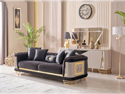 Romans Stationary Sofa Black in Black - 101-ROM-LV900-3
