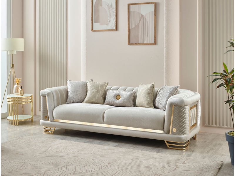 Romans Stationary Sofa Cream in Cream - 101-ROM-NSIE20-3