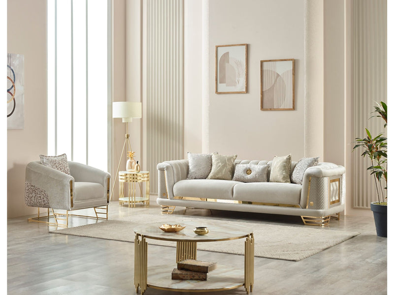 Romans Stationary Sofa Cream in Cream - 101-ROM-NSIE20-3