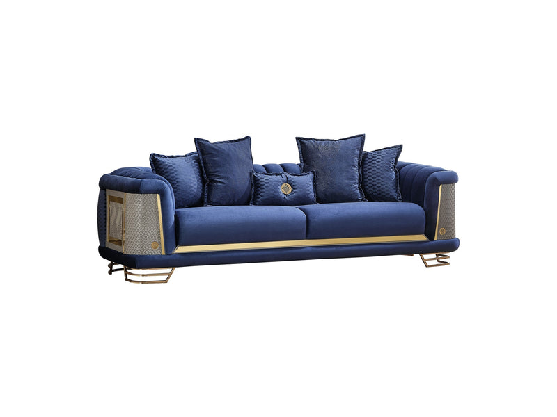 Romans Stationary Sofa Navy Blue in Blue - 101-ROM-LV431-3