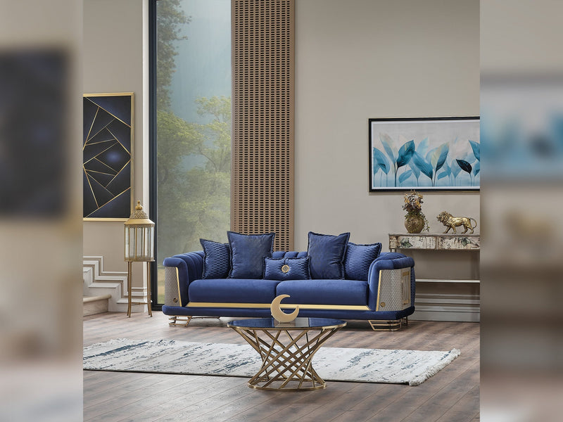 Romans Stationary Sofa Navy Blue in Blue - 101-ROM-LV431-3