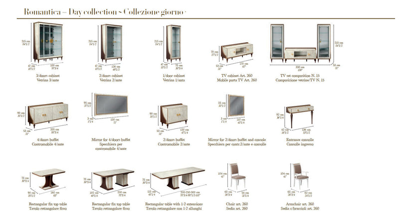 Romantica 4 Door Buffet / Mirror Set - p13751