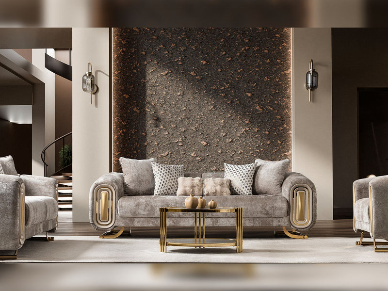 Romeo 3-pieces (Sofa & Loveseat & Chair) Livingroom Set in Beige - 200-ST-ROM-HENRY07-321