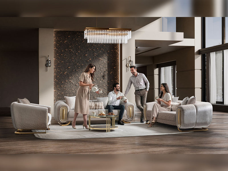 Romeo 3-pieces (Sofa & Loveseat & Chair) Livingroom Set in Beige - 200-ST-ROM-HENRY07-321