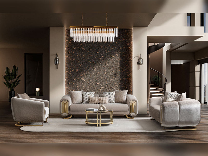 Romeo 3-pieces (Sofa & Loveseat & Chair) Livingroom Set in Cream - 200-ST-ROM-KENZO20-321