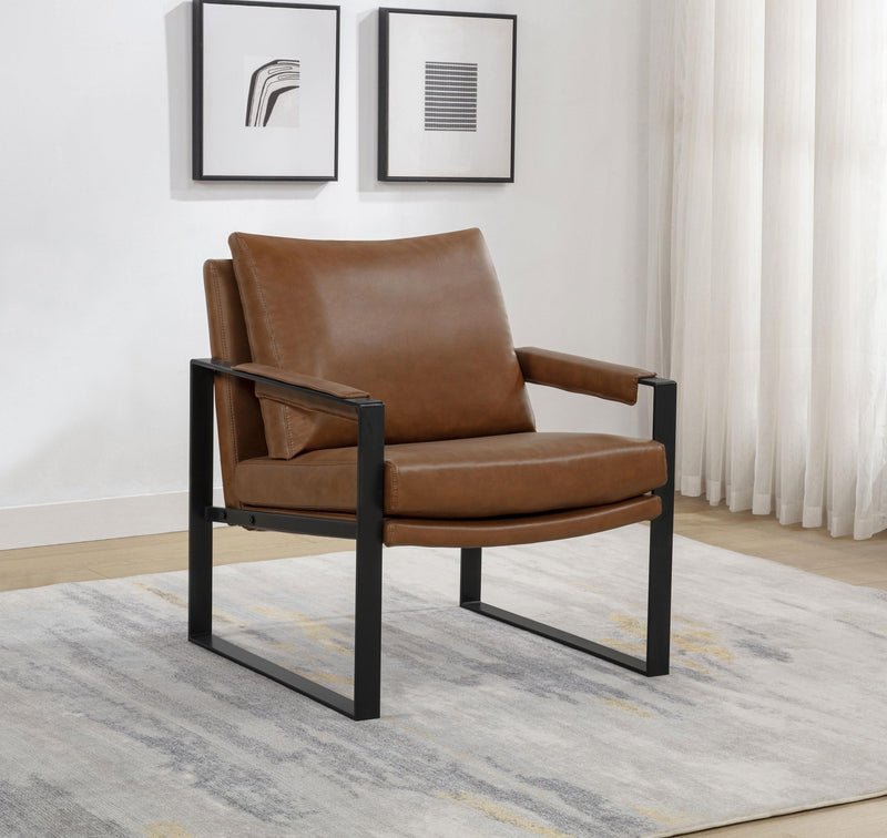 Rosalind Upholstered Track Arm Accent Chair Brown - 903019