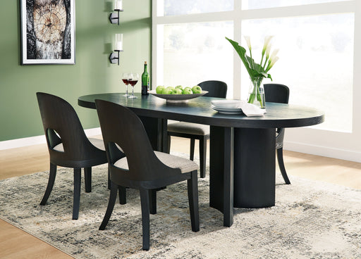 Rowanbeck Dining Table and 4 Chairs in Black - DMV FurnitureDining Room Set