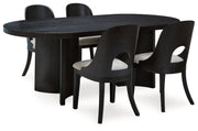 Rowanbeck Dining Table and 4 Chairs in Black - DMV FurnitureDining Room Set