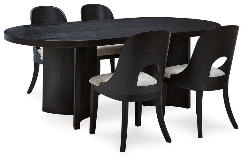Rowanbeck Dining Table and 4 Chairs in Black - DMV FurnitureDining Room Set