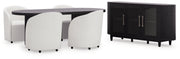 Rowanbeck Dining Table and 4 Chairs with Storage in Black from Ashley - DMV Furniture