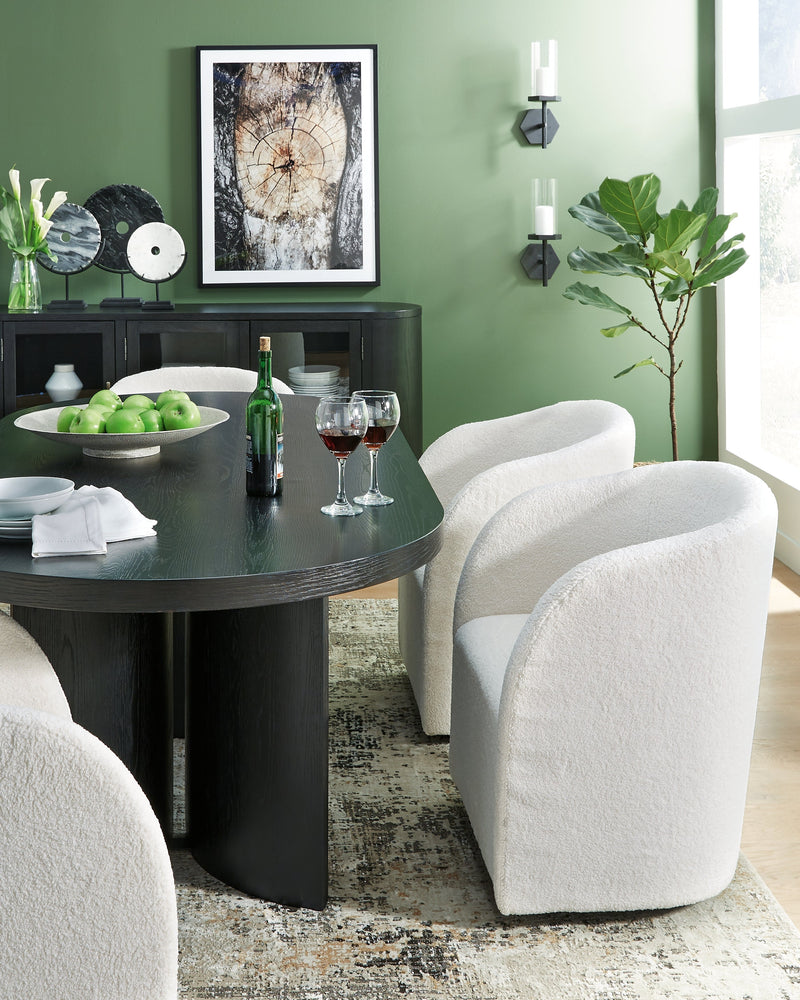 Rowanbeck Dining Table and 4 Chairs with Storage in Black from Ashley - DMV Furniture