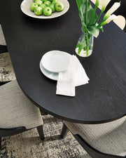 Rowanbeck Dining Table and 6 Chairs in Black - DMV FurnitureDining Room Set