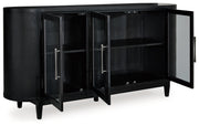 Rowanbeck Dining Table and 6 Chairs with Storage in Black from Ashley - DMV Furniture