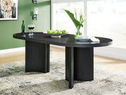 Rowanbeck Dining Table and 6 Chairs with Storage in Black from Ashley - DMV Furniture