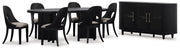 Rowanbeck Dining Table and 6 Chairs with Storage in Black from Ashley - DMV Furniture