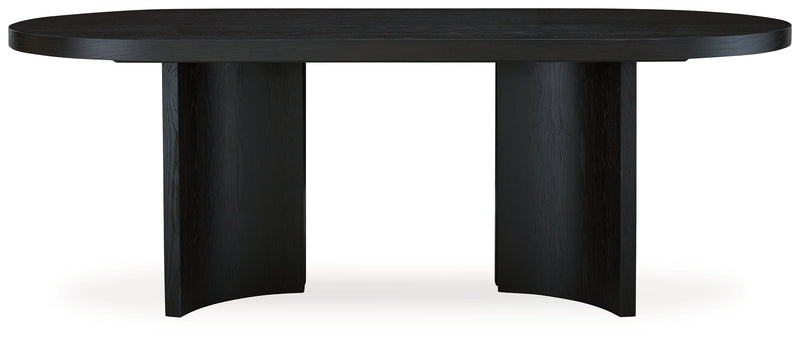 Rowanbeck Dining Table and 6 Chairs with Storage in Black from Ashley - DMV Furniture