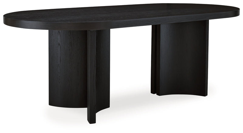 Rowanbeck Dining Table and 6 Chairs with Storage in Black from Ashley - DMV Furniture