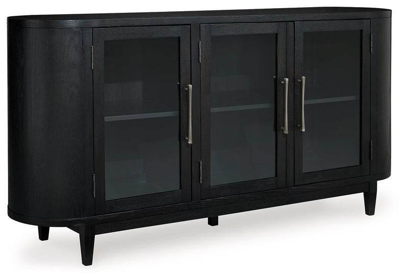 Rowanbeck Dining Table and 6 Chairs with Storage in Black from Ashley - DMV Furniture