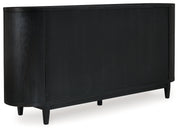 Rowanbeck Dining Table and 6 Chairs with Storage in Black from Ashley - DMV Furniture