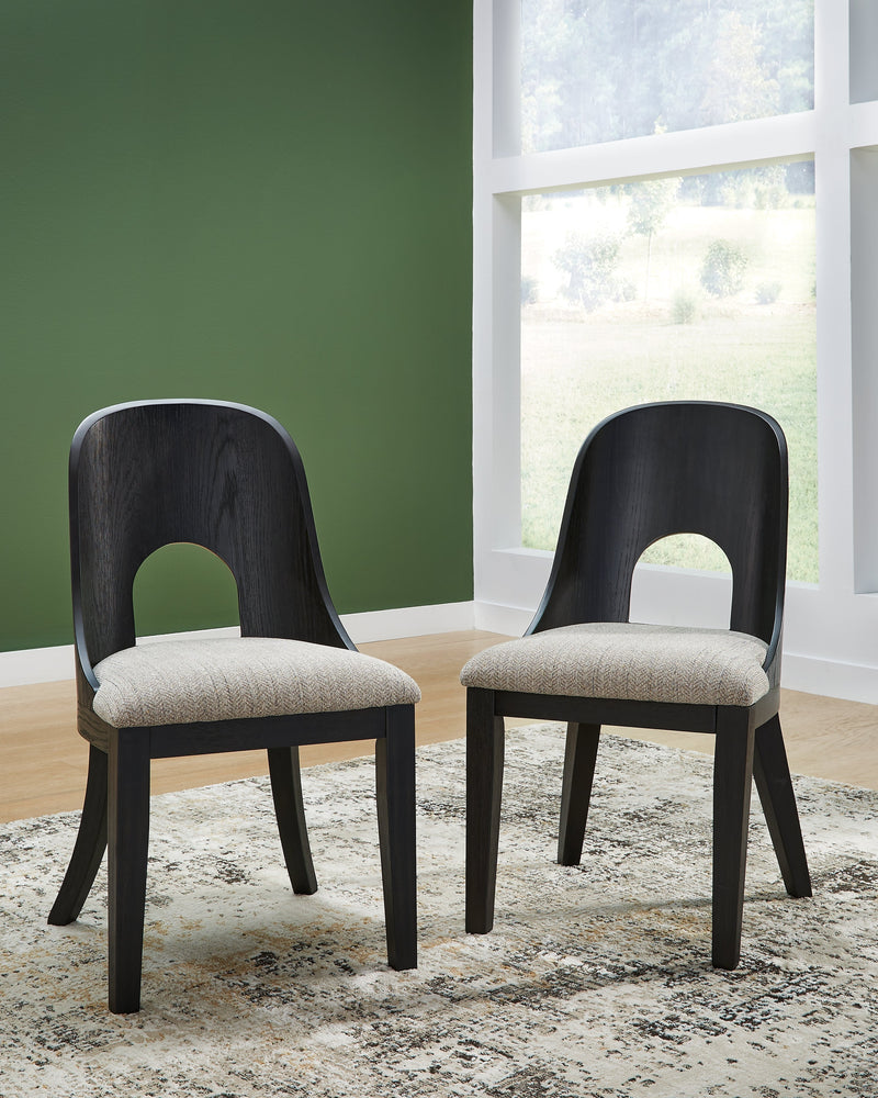 Rowanbeck Dining Table and 6 Chairs with Storage in Black from Ashley - DMV Furniture