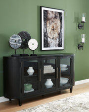 Rowanbeck Dining Table and 6 Chairs with Storage in Black from Ashley - DMV Furniture