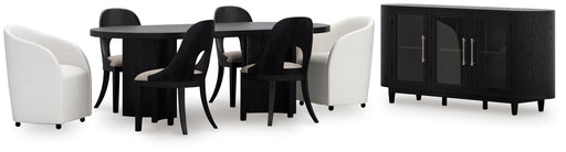 Rowanbeck Dining Table and 6 Chairs with Storage in Black from Ashley - DMV Furniture