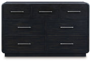 Rowanbeck King Upholstered Panel Bed with Dresser in Gray/Black from Ashley - DMV Furniture